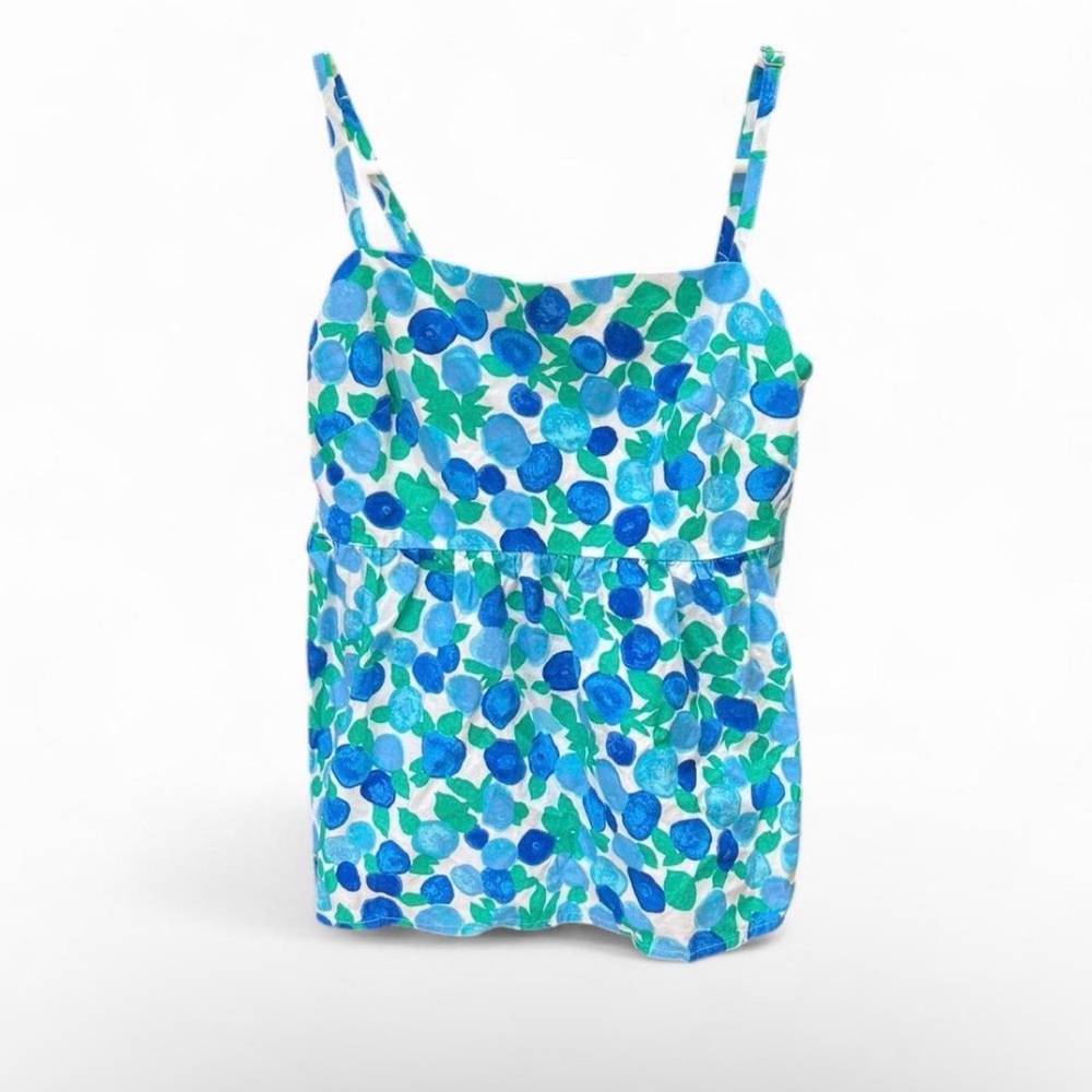 J. Crew Blue and Green Floral Camisole